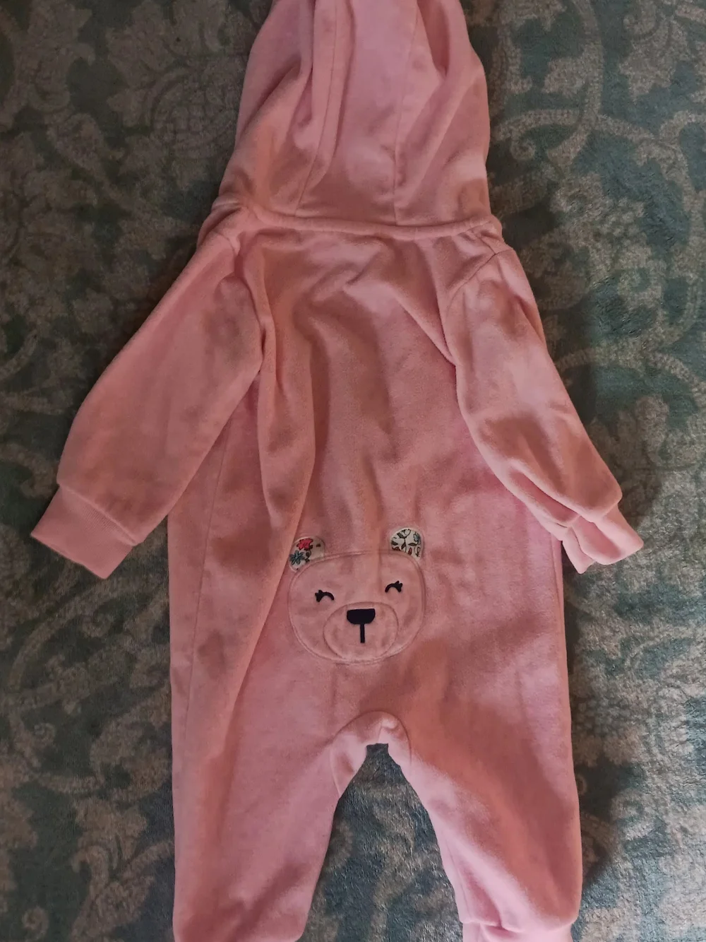Carter's Pink Hooded Baby One-Piece Zipper Romper